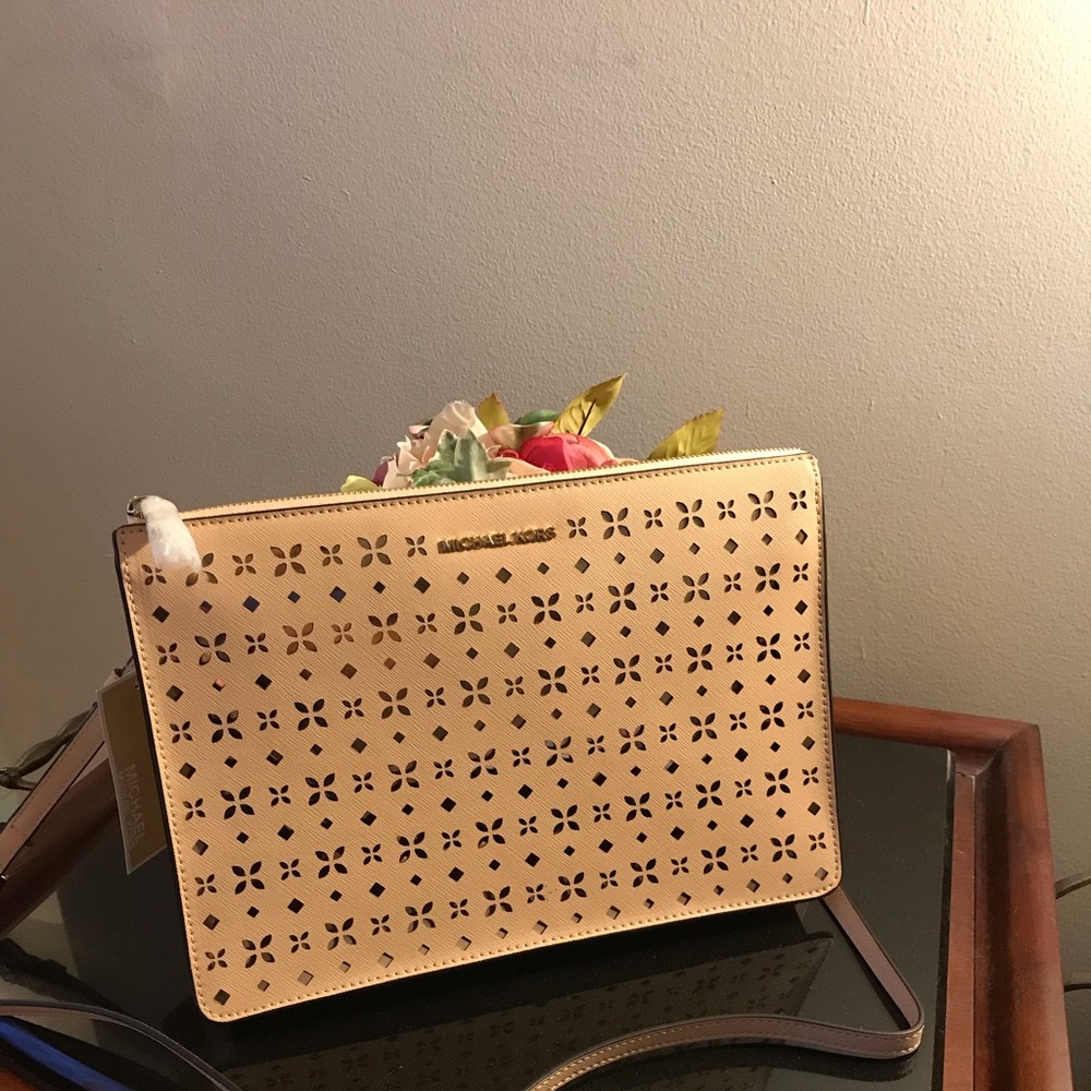 Ava Perforated-Leather Clutch/Crossbody